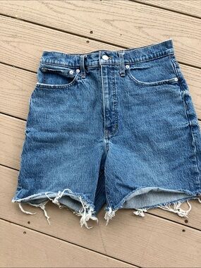 Madewell Distressed High-Rise Denim Shorts - Blue